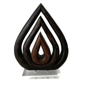 Modern Abstract Carved Wood Sculpture Lucite Base 11”